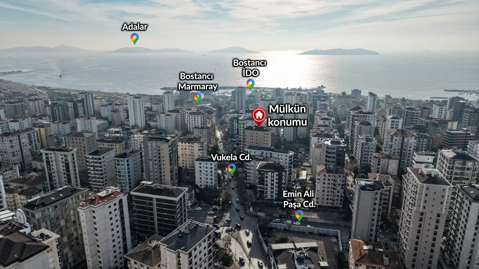 Bostancı Vukela Caddesinde Deniz Manzaralı Satılık 4+1 Daire