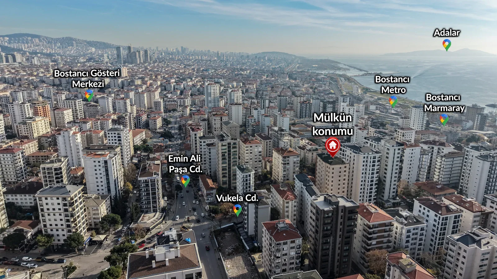 Bostancı Vukela Caddesinde Deniz Manzaralı Satılık 4+1 Daire