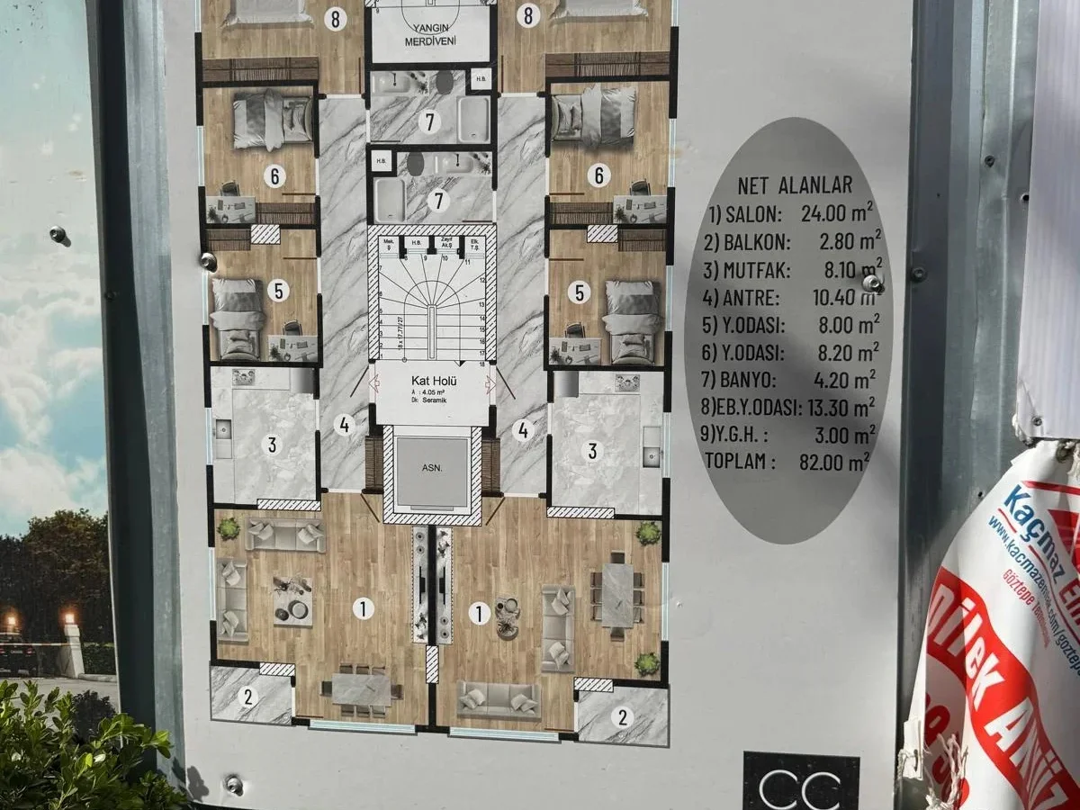 Laci̇vert Cadde Göztepe Özgürlük Parkina Yakin 2026 Yapimi Ebeveynli̇ Balkonlu 82m² Net 3+1