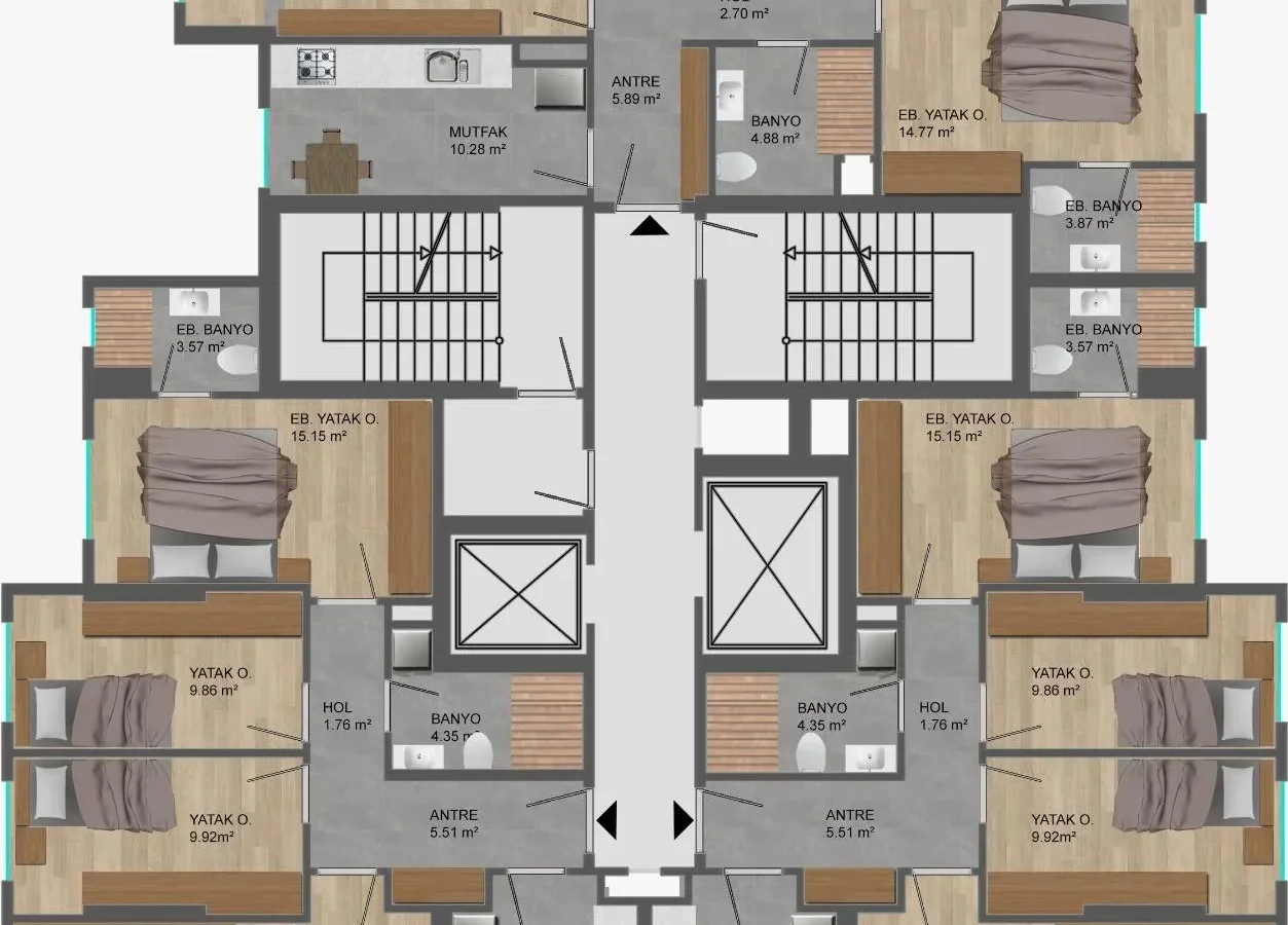 Laci̇vertcadde Feneryolu Ebeveynli̇ Balkonlu 2026 Sifir 93m² 3+1