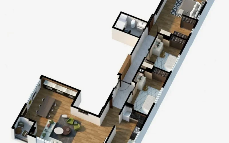 40m² Salon,23m² Yatak Odası,çift Balkonlu 115m² 3+1 Sıfır Daire
