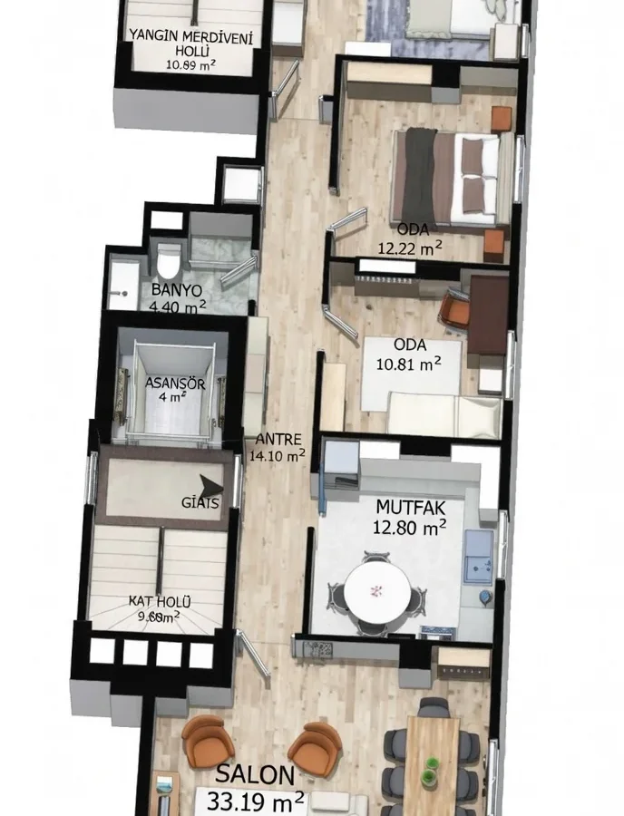 Geniş Mutfaklı, Oturuma Hazır, 120 M² Sıfır Daire